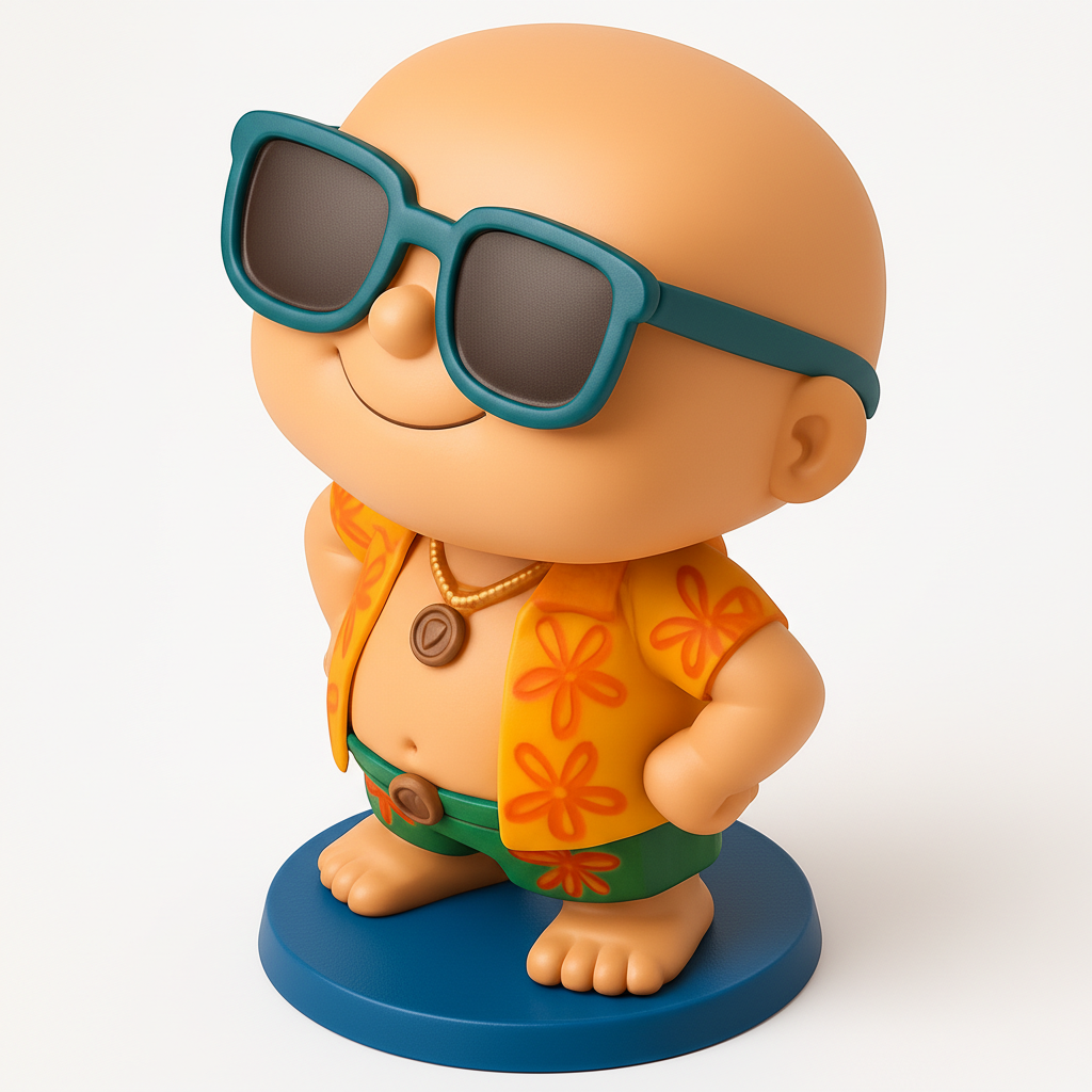 face to 3d model ai-3D portrait printing from photo_Charming Summer Buddy Figurine - Vacation Vibes!