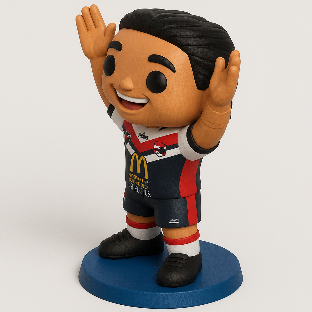face to 3d model ai-3D portrait printing from photo_Chibi Rugby Star Collectible Funko Pop Style Figure