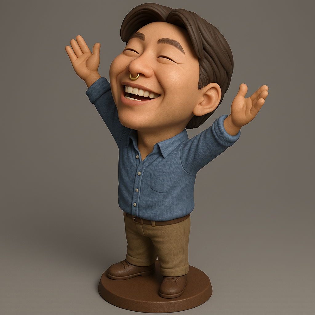 silhouette 3d printer maker-3d portrait printing_Joyful Figurine with Outstretched Arms