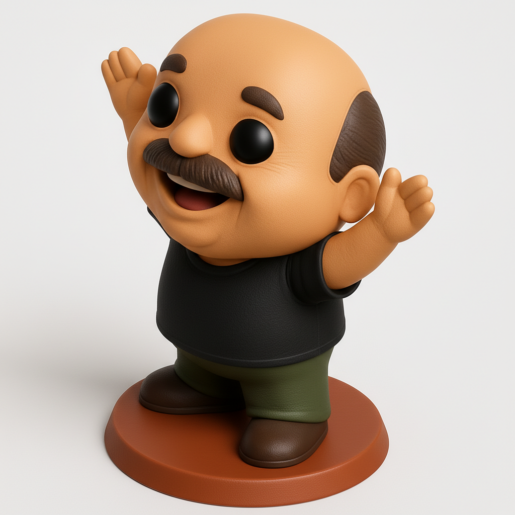 face anatomy 3d model-create 3d face model from photo_Happy Moustachioed Man Figurine - Whimsical Desk Pal