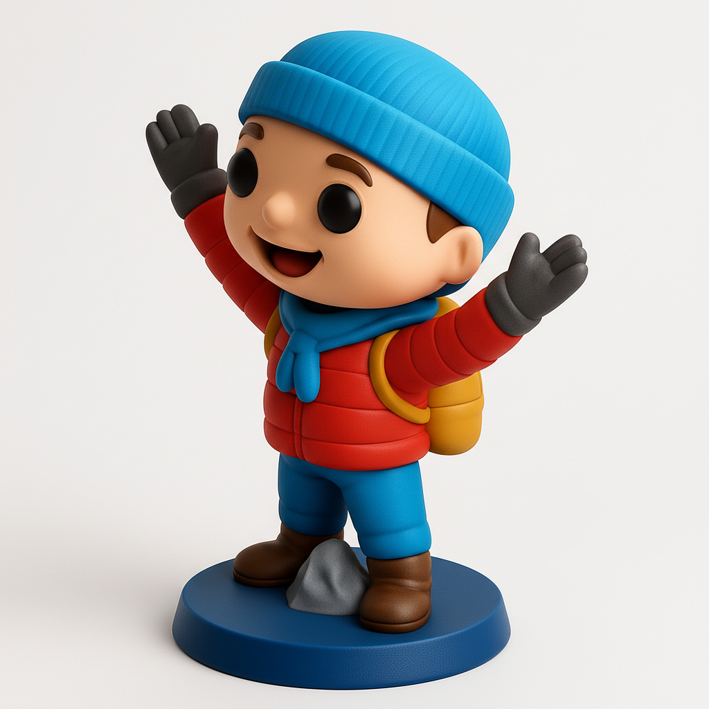 face anatomy 3d model-create 3d face model from photo_Cheery Hiker Figurine - Your Next Desk Companion!