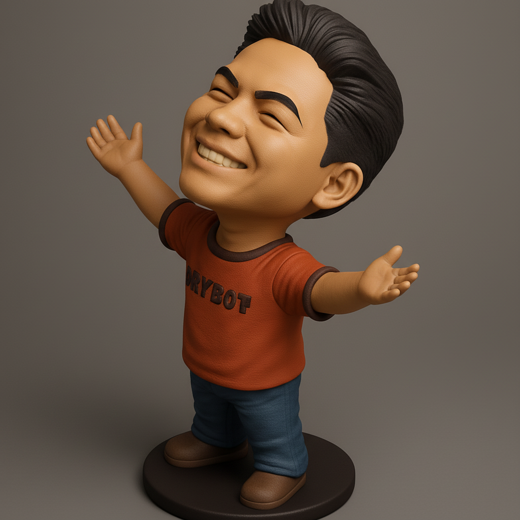 face anatomy 3d model-create 3d face model from photo_Cheerful Drybot Figurine for 3D Printing