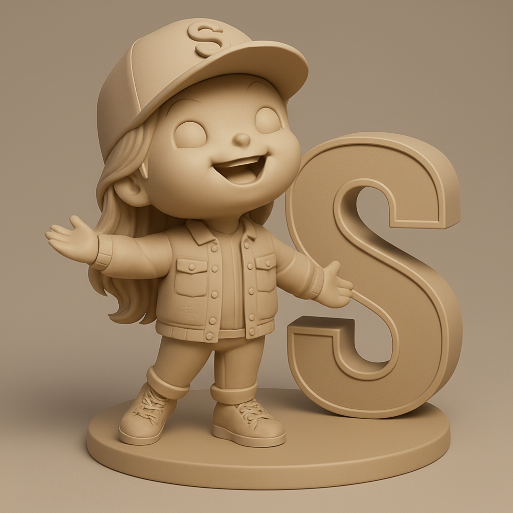 face to 3d model ai-3D portrait printing from photo_Charming 'S' Chibi Girl Figure - Welcome Fun!