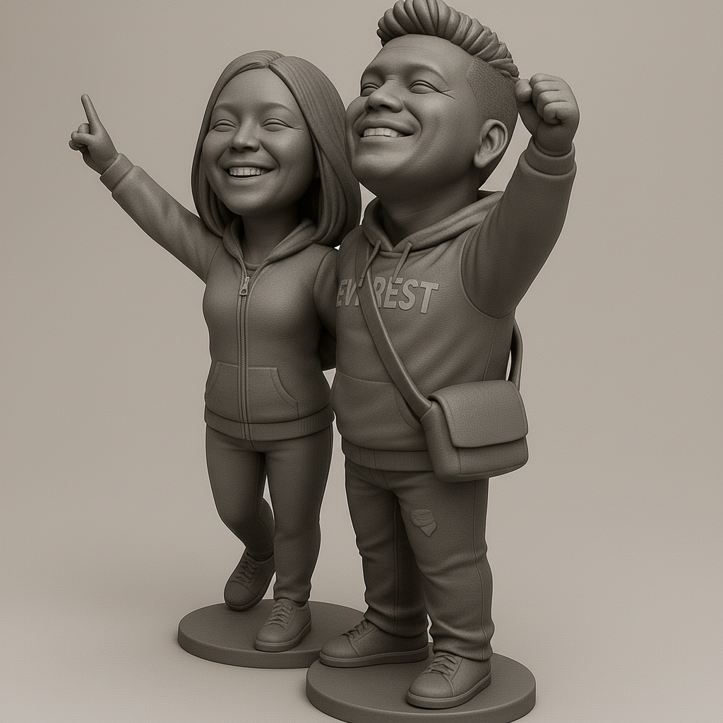 face anatomy 3d model-create 3d face model from photo_Joyful Duo: Celebrate Togetherness in 3D