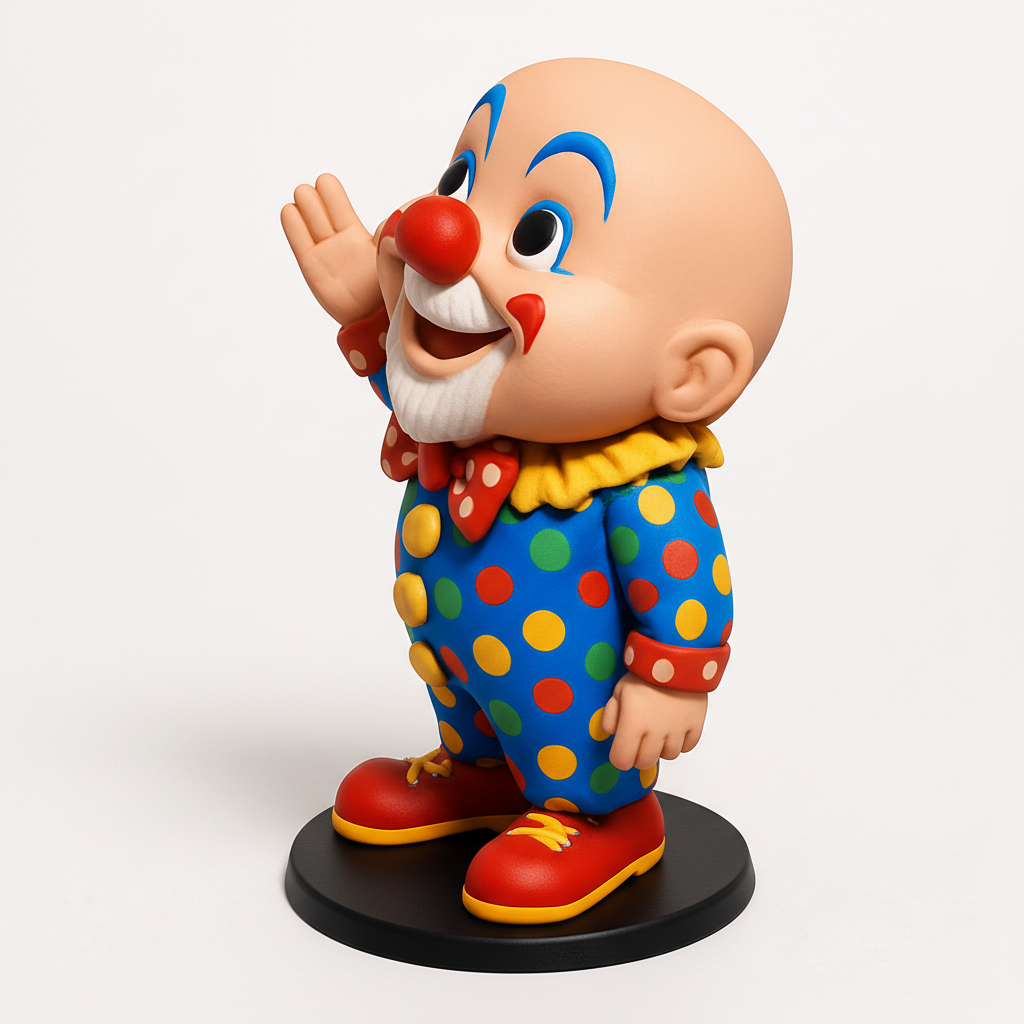 face to 3d model ai-3D portrait printing from photo_Joyful Polka Dot Clown Pal - Fun & Easy 3D Print!