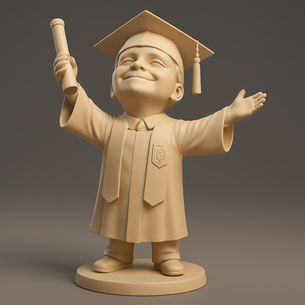 face to 3d model ai-3D portrait printing from photo_Joyful Graduate Kid Figurine - Celebrate Success!