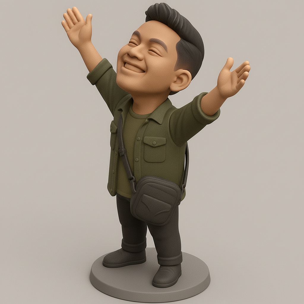 silhouette 3d printer maker-3d portrait printing_Joyful Character with Outstretched Arms