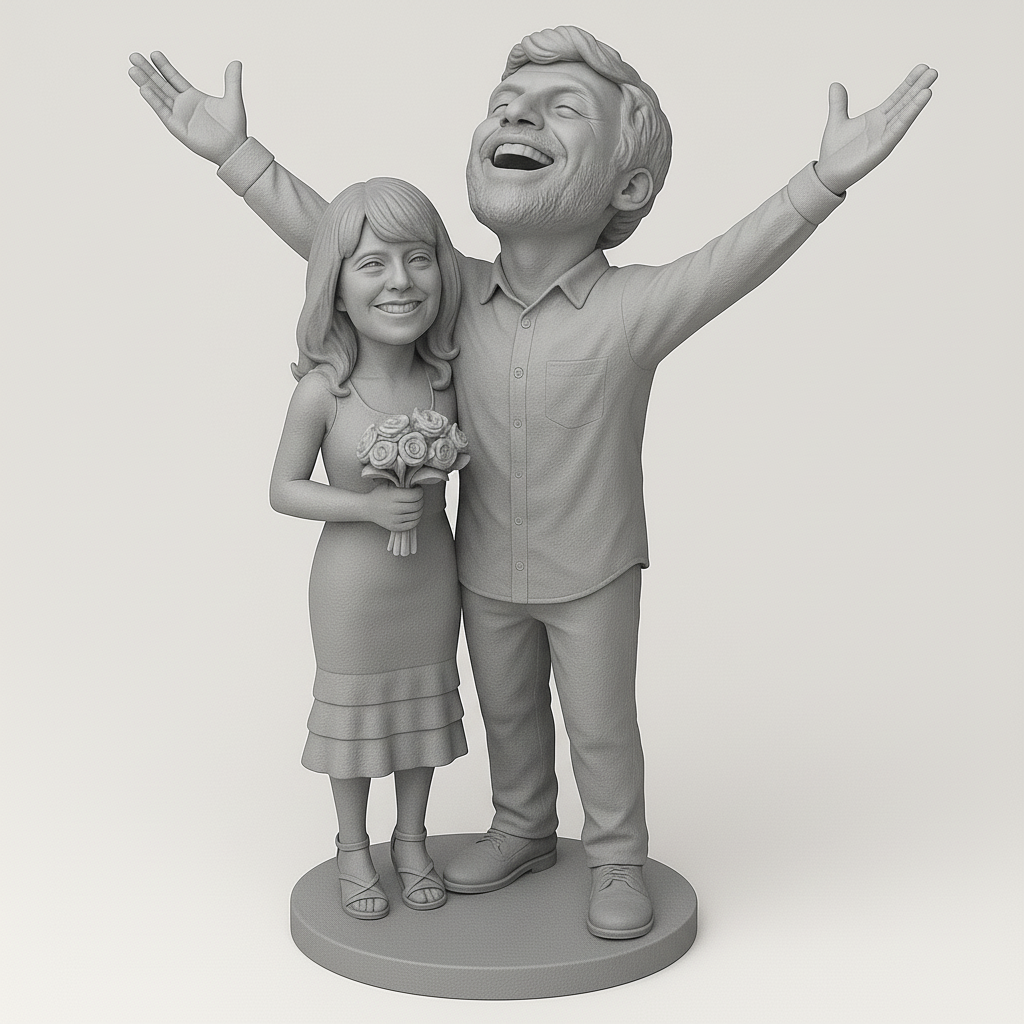 face anatomy 3d model-create 3d face model from photo_Joyful Couple Figurine for Celebrations