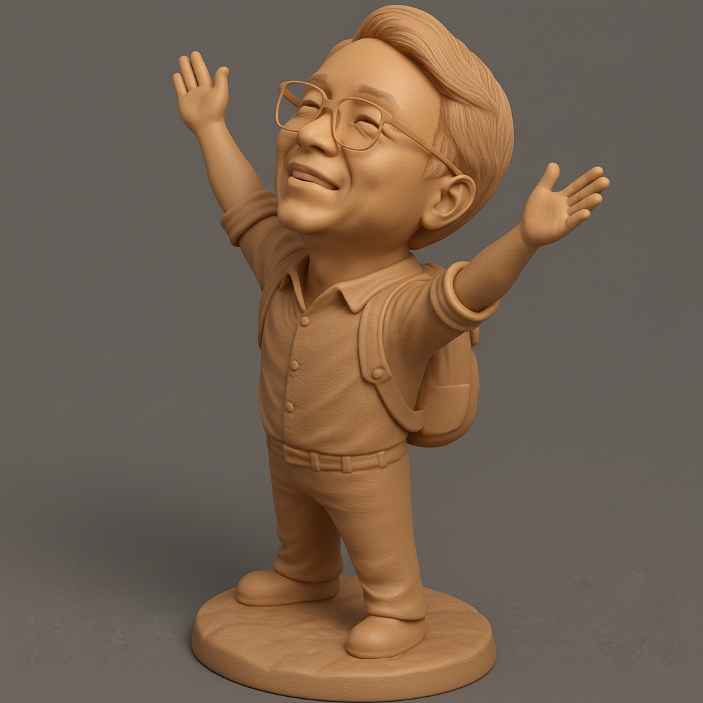 silhouette 3d printer maker-3d portrait printing_Joyful Explorer Figurine