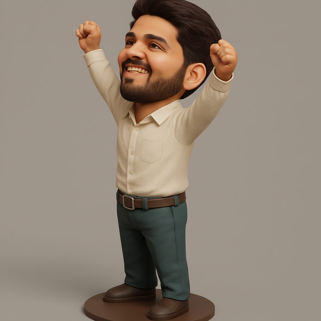 face anatomy 3d model-create 3d face model from photo_Uplifting Victory Figurine - Cheering Desk Buddy