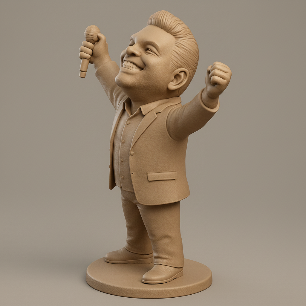 face anatomy 3d model-create 3d face model from photo_Celebrate Success: Joyful Singer Bobblehead Figurine