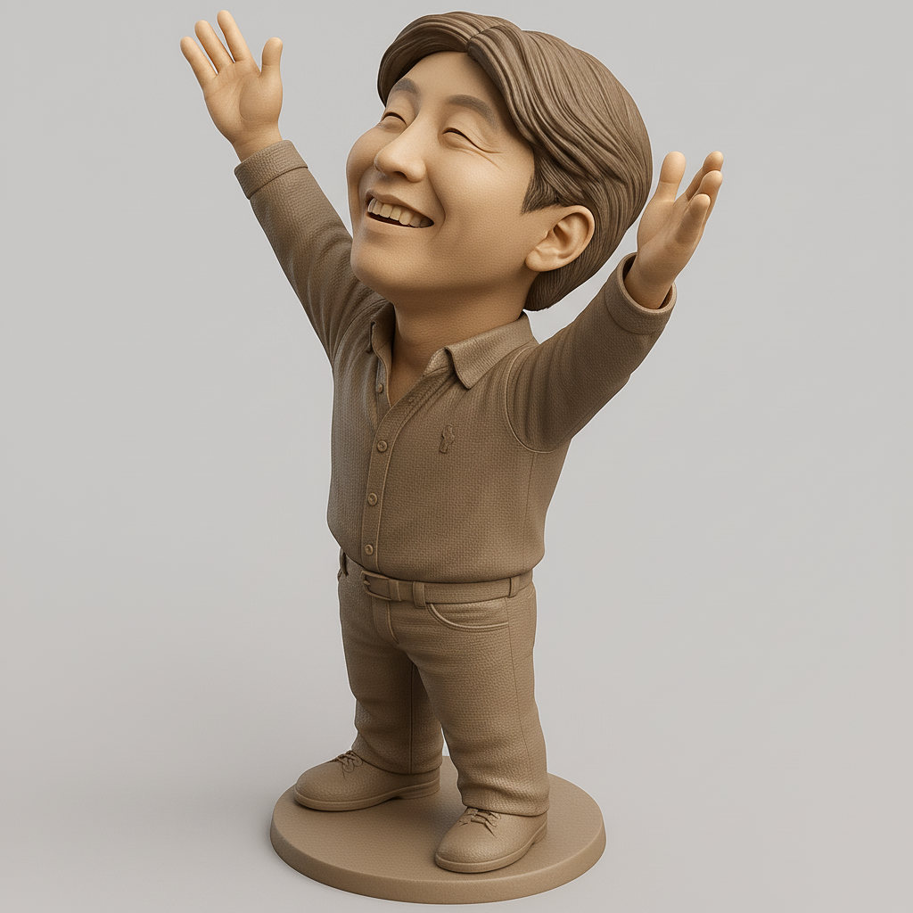 face anatomy 3d model-create 3d face model from photo_Joyful 3D Figurine with Outstretched Arms