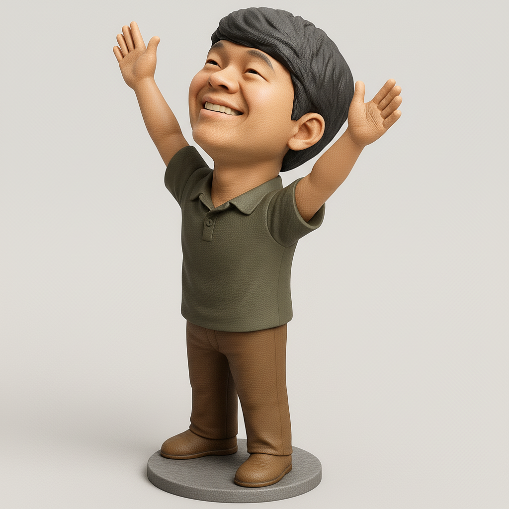 silhouette 3d printer maker-3d portrait printing_Joyful 3D Figurine with Open Arms