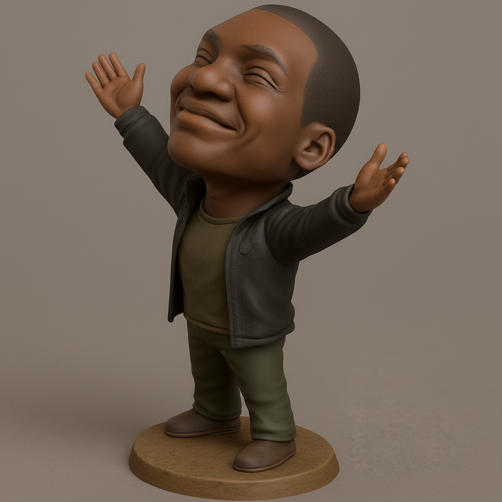 face to 3d model ai-3D portrait printing from photo_Joyful Open Arms Figurine
