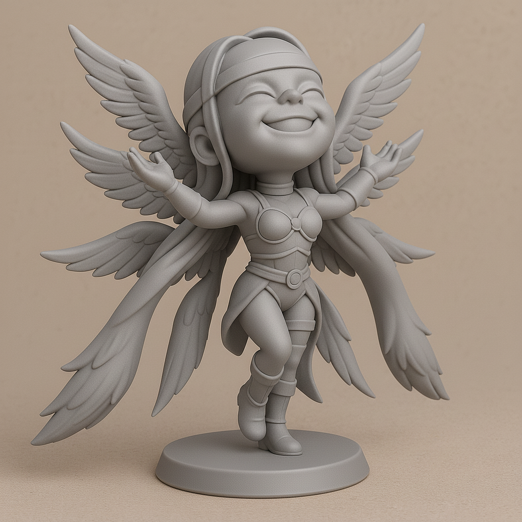 silhouette 3d printer maker-3d portrait printing_Majestic Winged Guardian Figurine