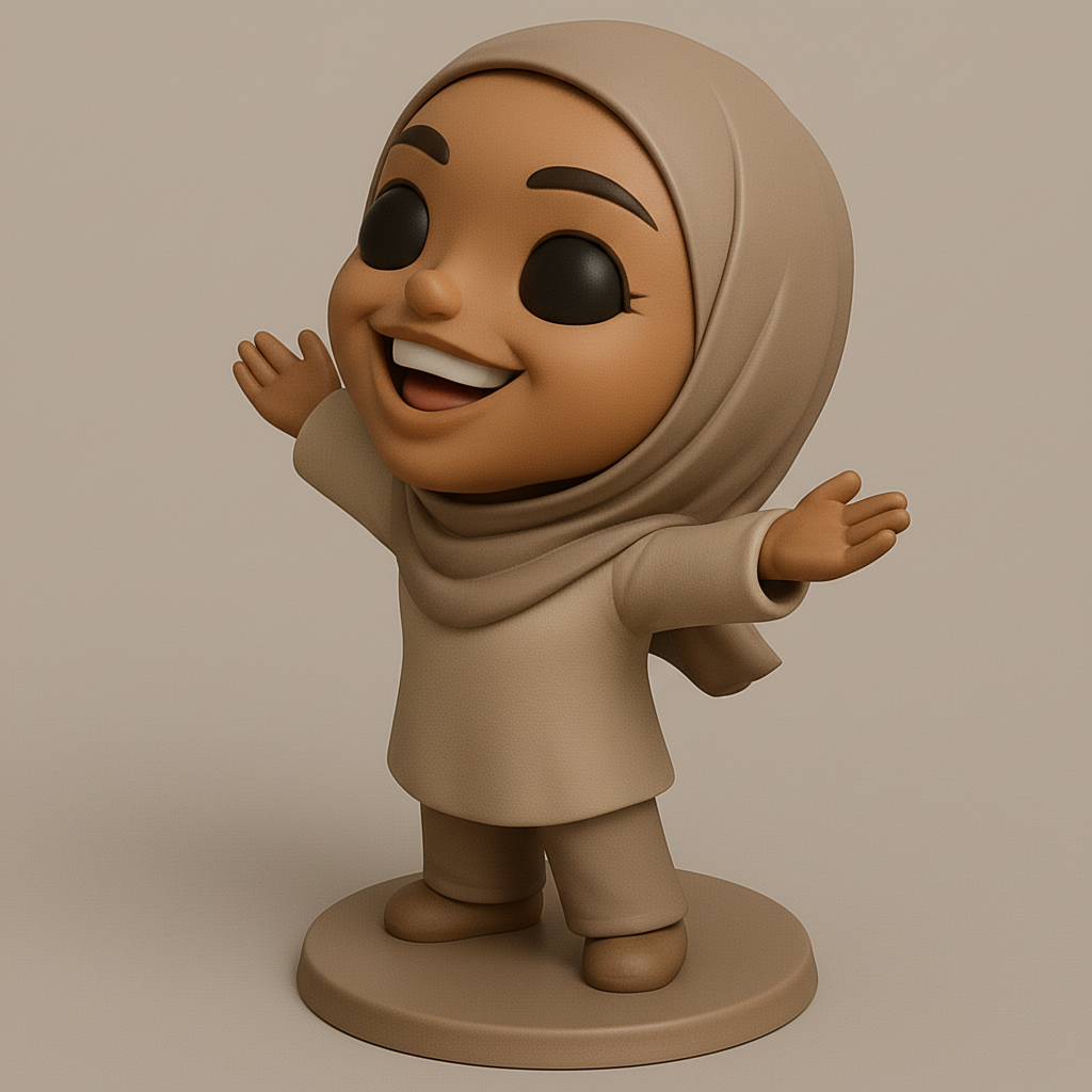 face to 3d model ai-3D portrait printing from photo_Joyful Hijabi Figurine - Welcoming Smile 3D Print