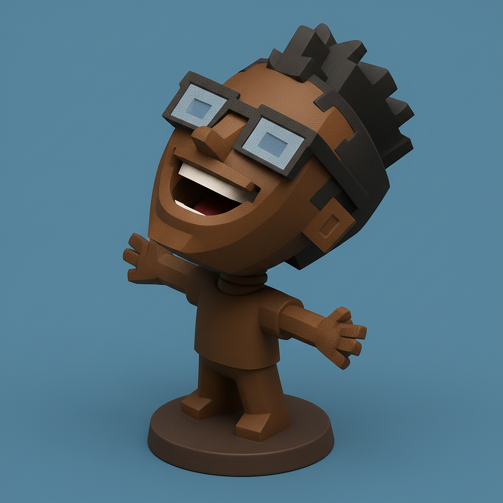 face anatomy 3d model-create 3d face model from photo_Joyful Geek Figurine: Celebrate Positivity!