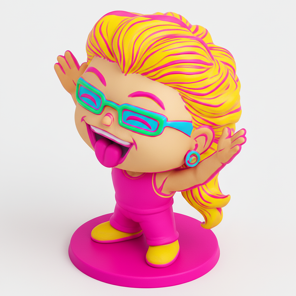 face anatomy 3d model-create 3d face model from photo_Vibrant Pop Art Diva Figurine: Expressive & Fun!