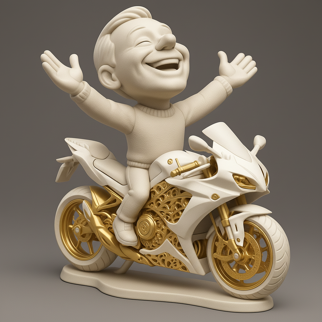 silhouette 3d printer maker-3d portrait printing_Joyful Rider on a Stylish Motorcycle