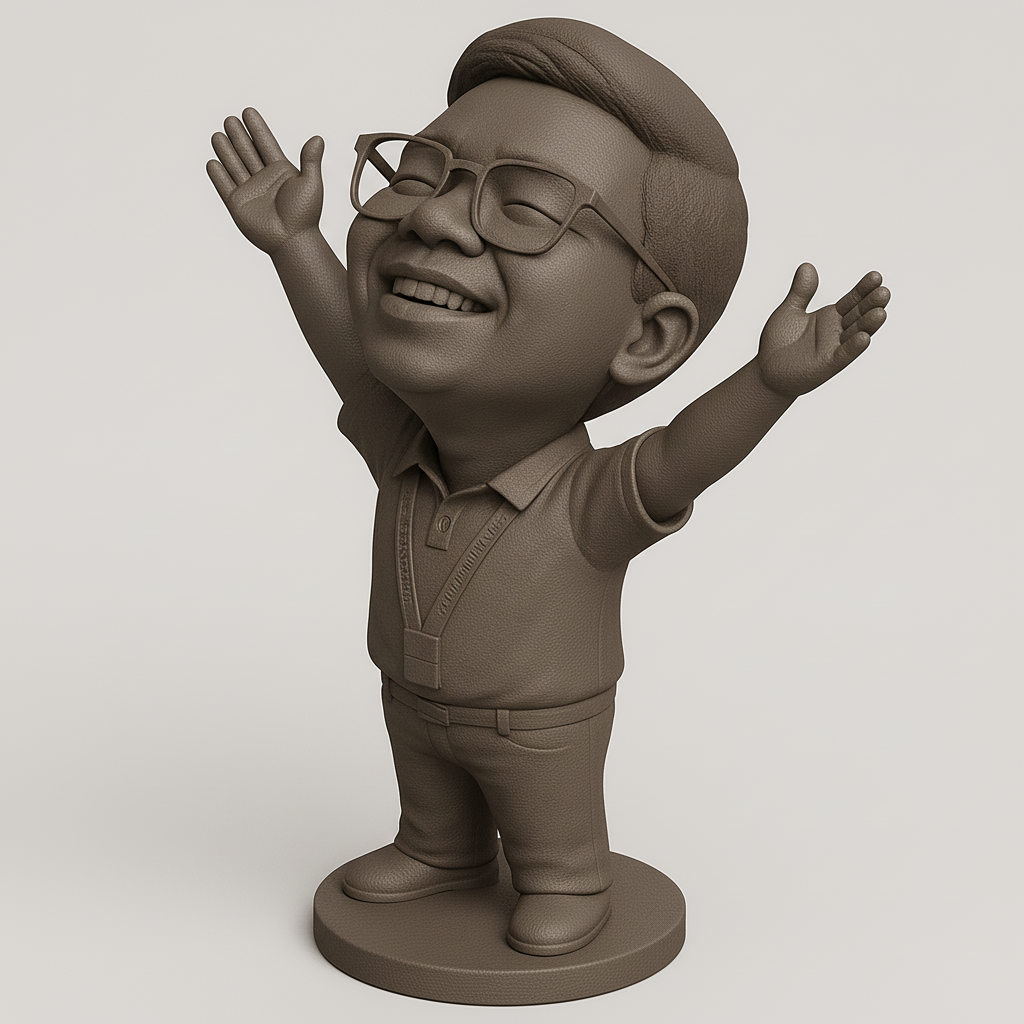 face anatomy 3d model-create 3d face model from photo_Joyful Figurine with Outstretched Arms