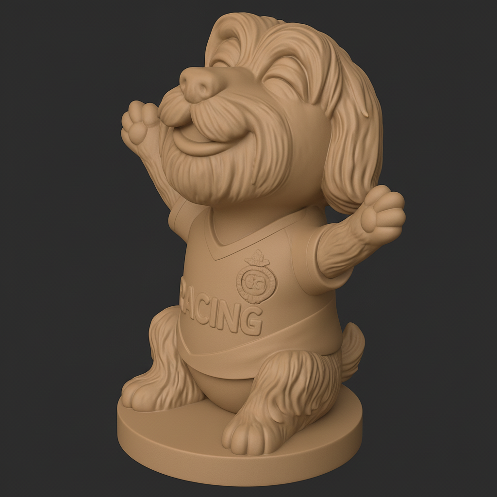 face to 3d model ai-3D portrait printing from photo_Cheering Racing Dog Mascot - Perfect for Sports Fans!