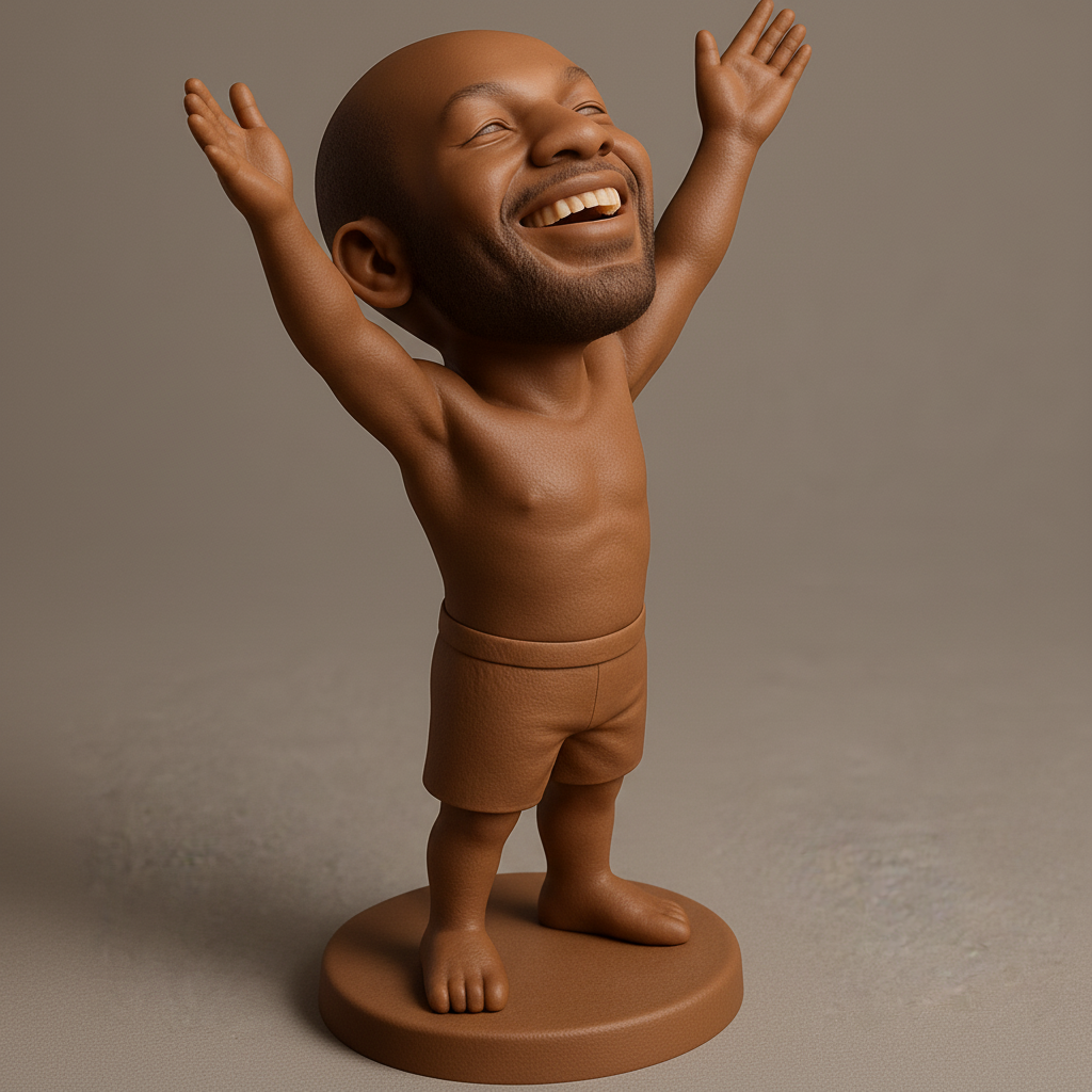 silhouette 3d printer maker-3d portrait printing_Joyful Man Figurine: Celebrate Every Win!