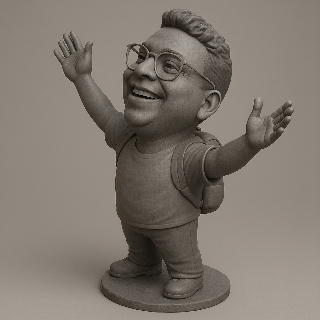 face anatomy 3d model-create 3d face model from photo_Joyful Kid Figure with Backpack