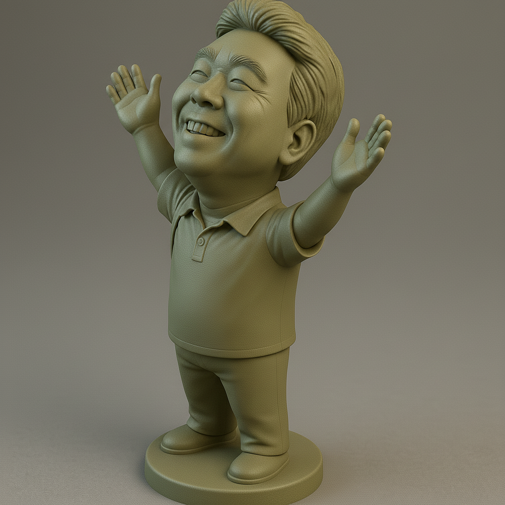 silhouette 3d printer maker-3d portrait printing_Joyful Figurine with Outstretched Arms