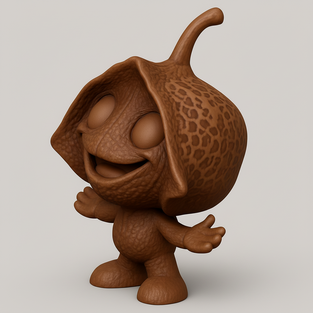 face anatomy 3d model-create 3d face model from photo_Smiling Nut Character: Whimsical 3D Print Joy!