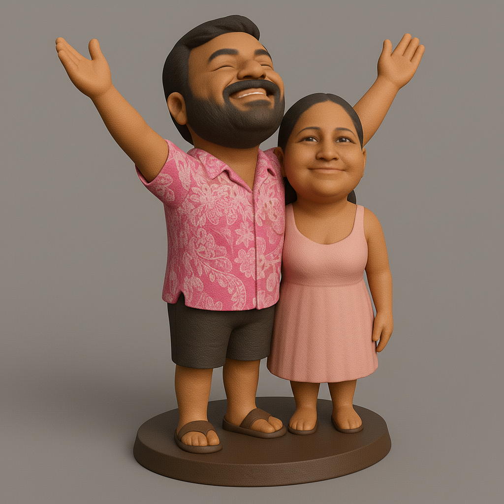 face anatomy 3d model-create 3d face model from photo_Joyful Couple Figurine for 3D Printing