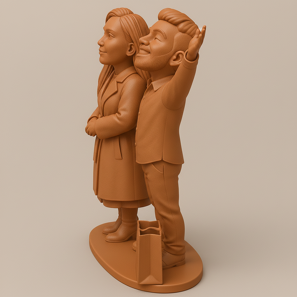 face anatomy 3d model-create 3d face model from photo_Joyful Couple Figurine for 3D Printing