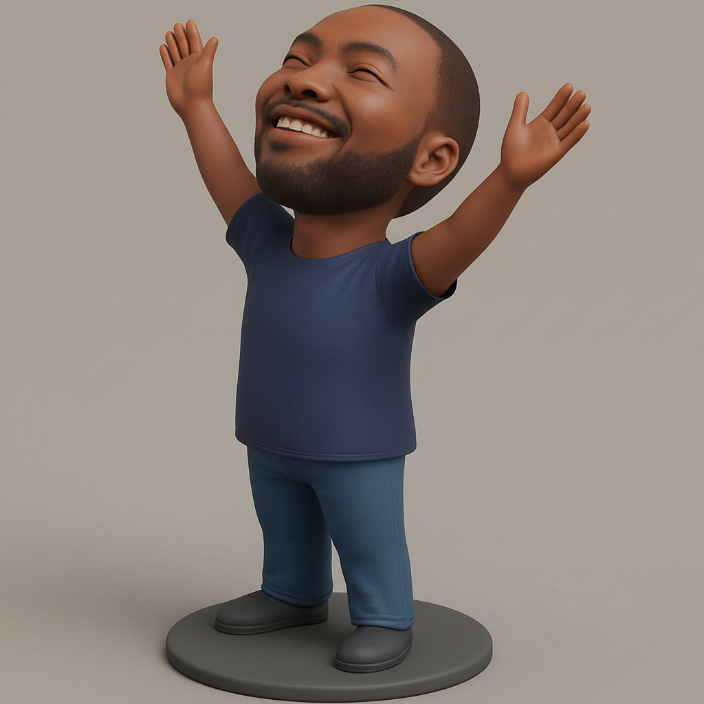 silhouette 3d printer maker-3d portrait printing_Joyful Expression Desk Figurine