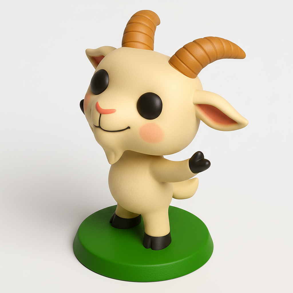 face to 3d model ai-3D portrait printing from photo_Charming Cartoon Goat Figurine - Happy Desk Decor Print