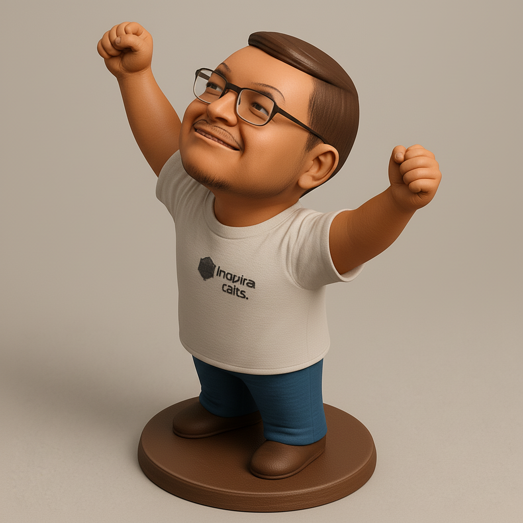 face to 3d model ai-3D portrait printing from photo_Uplifting 'Victory Pose' Desk Bobblehead
