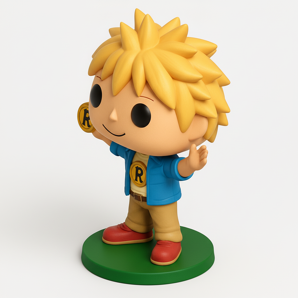 face anatomy 3d model-create 3d face model from photo_Spiky Hair R-Coin Boy Funko Style Figurine Print