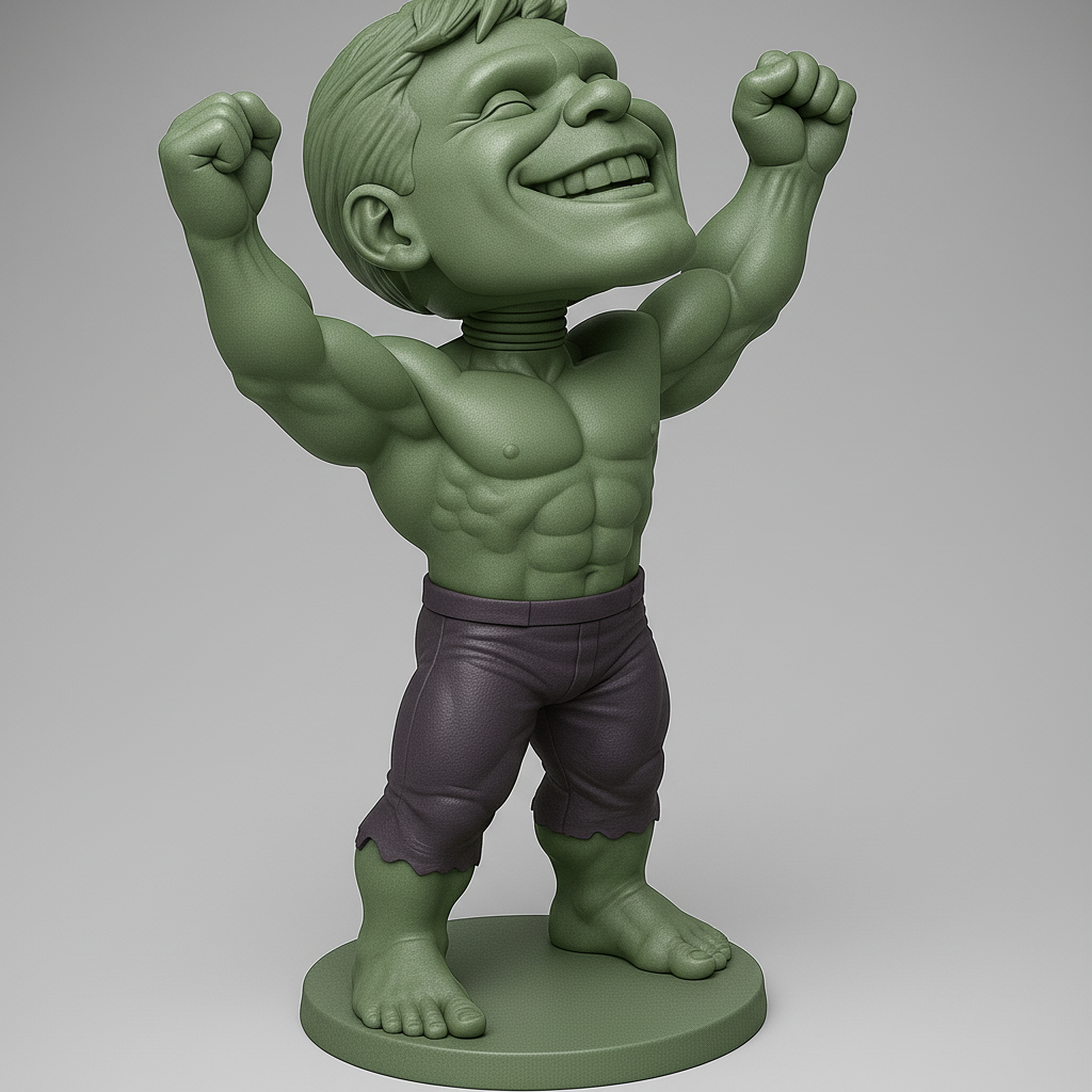 silhouette 3d printer maker-3d portrait printing_Desktop Champion: Smiling Hulk Bobblehead