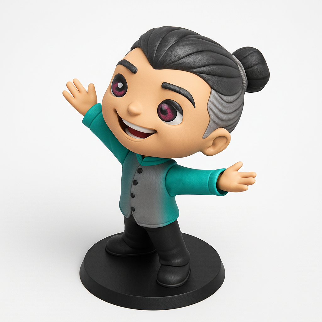 face to 3d model ai-3D portrait printing from photo_Cheerful Welcoming Pose Figurine