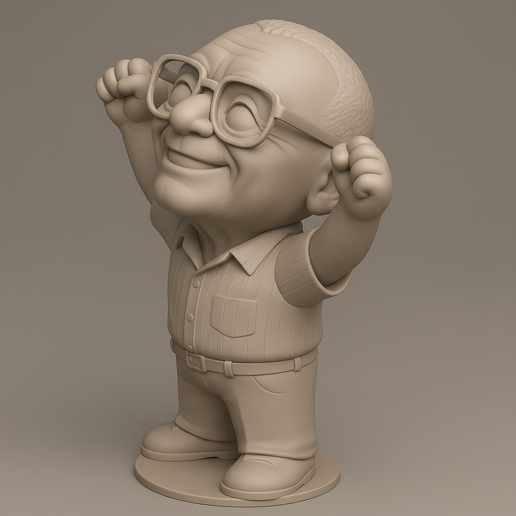 face anatomy 3d model-create 3d face model from photo_Cheerful Grandpa Victory Pose Desk Figurine