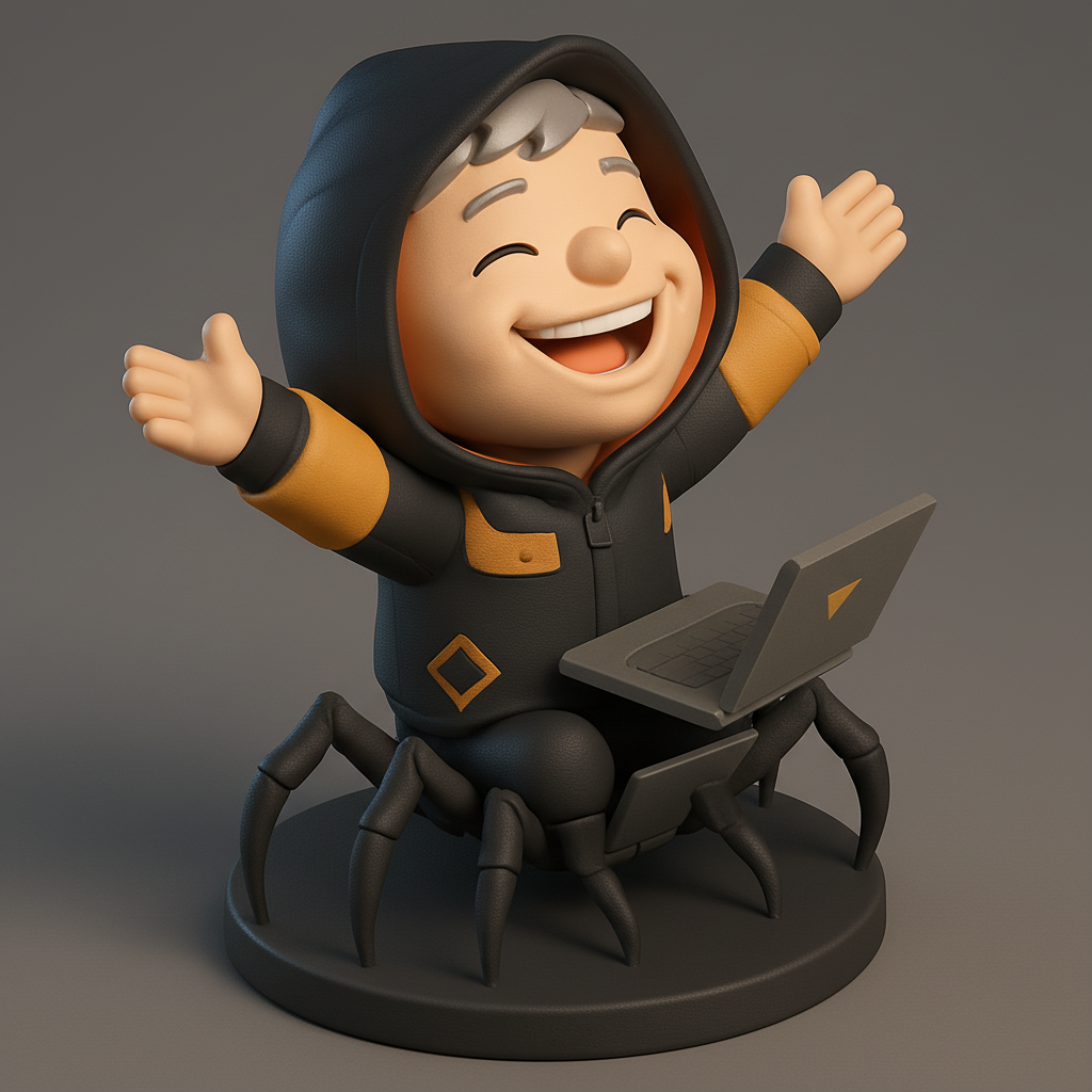 modular toy parts-interlocking 3D models_Code Master Spider-Bot: Joyful Hacker Figurine