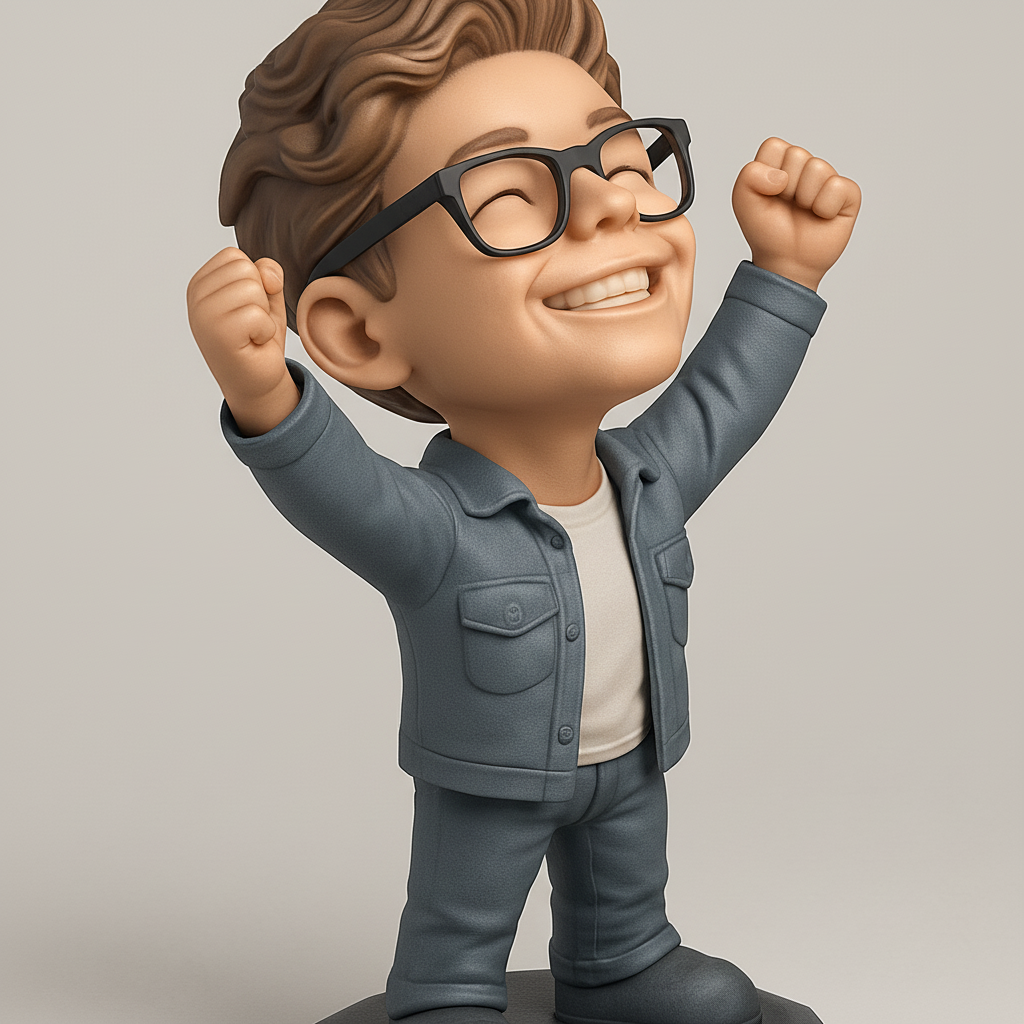 face anatomy 3d model-create 3d face model from photo_Triumphant Character Figurine: Celebrate Your Wins!