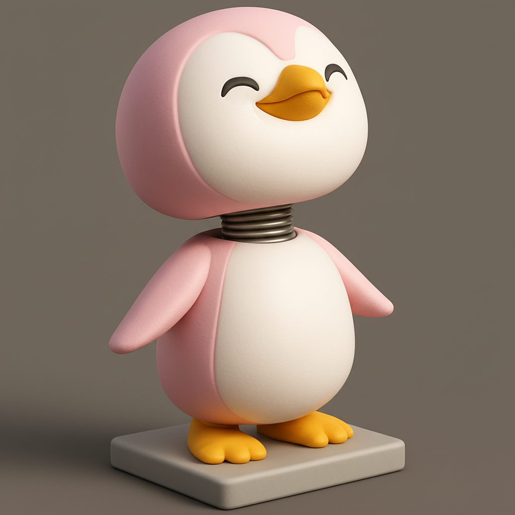 silhouette 3d printer maker-3d portrait printing_Adorable Pink Penguin Figurine