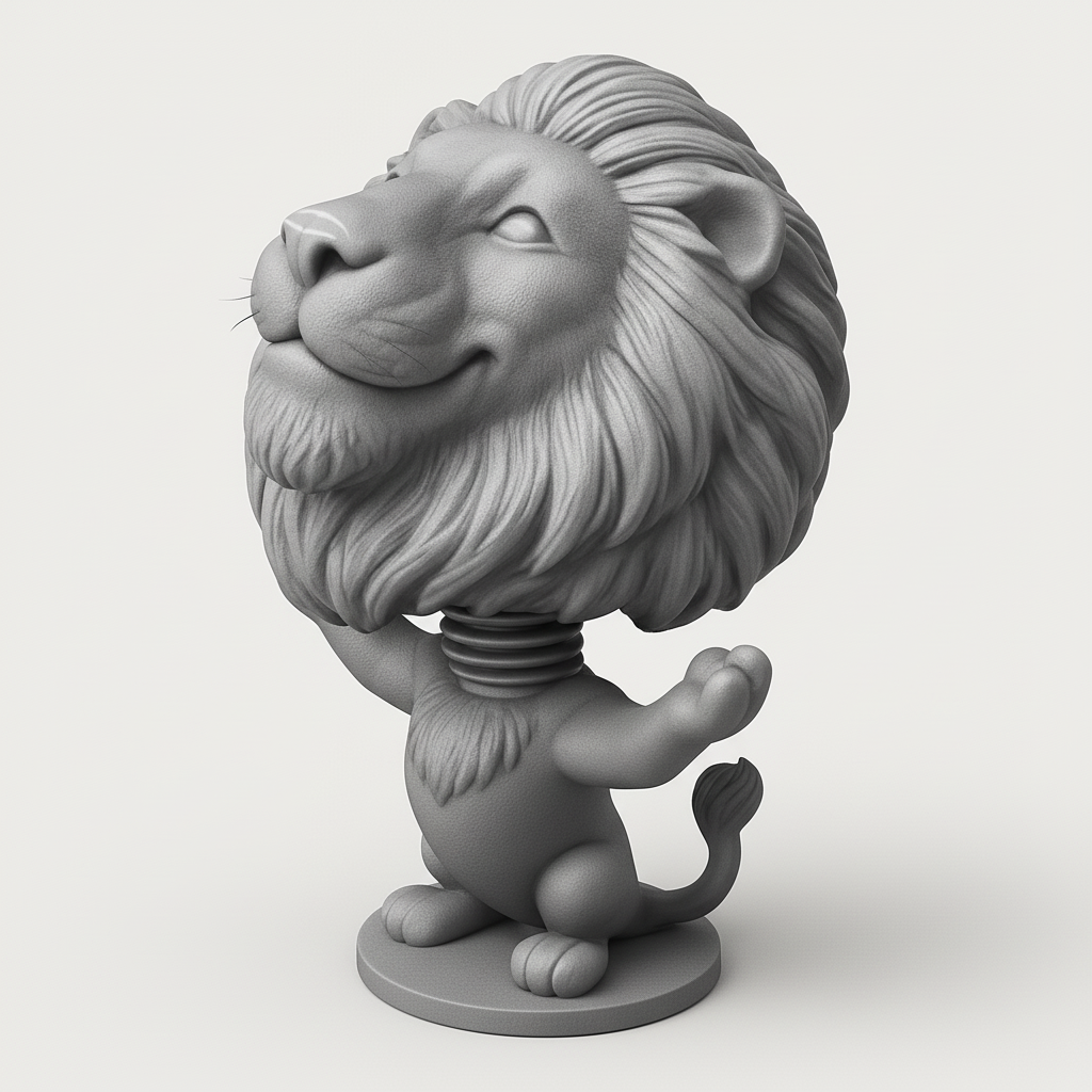 face anatomy 3d model-create 3d face model from photo_Joyful Lion Bobblehead - Shake Up Your Space!