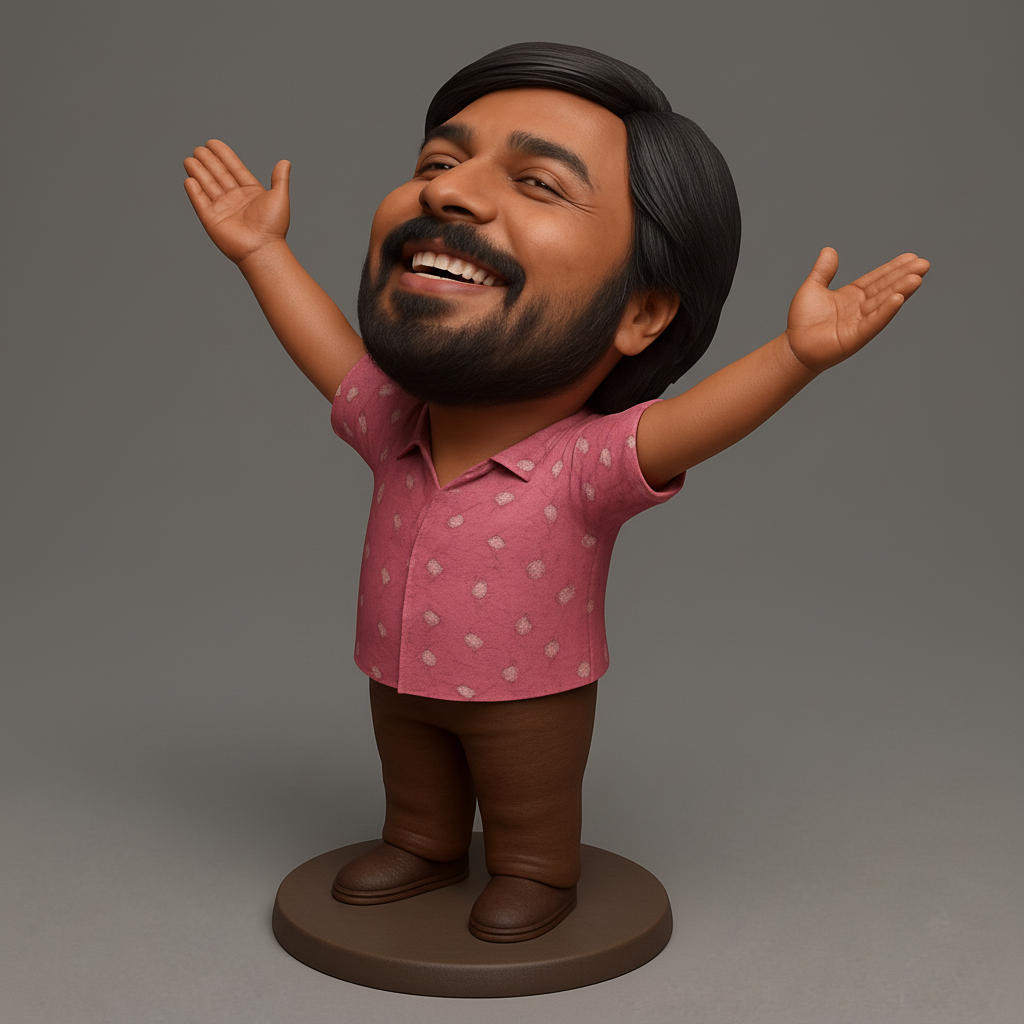 face to 3d model ai-3D portrait printing from photo_Spread Joy: Enthusiastic Caricature Desk Buddy