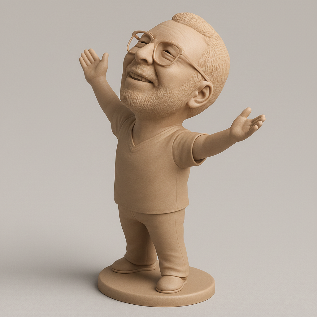 face to 3d model ai-3D portrait printing from photo_Radiant Joy Bobblehead - Your Daily Dose of Happiness