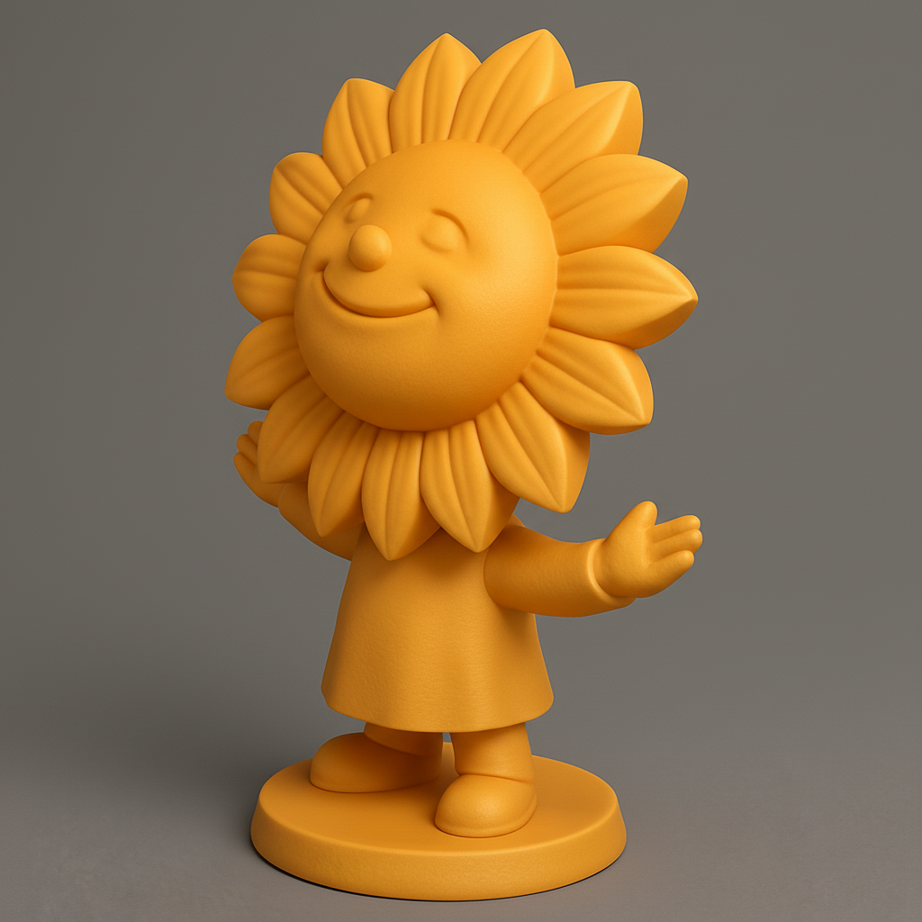 silhouette 3d printer maker-3d portrait printing_Cheerful Sunflower Character Model