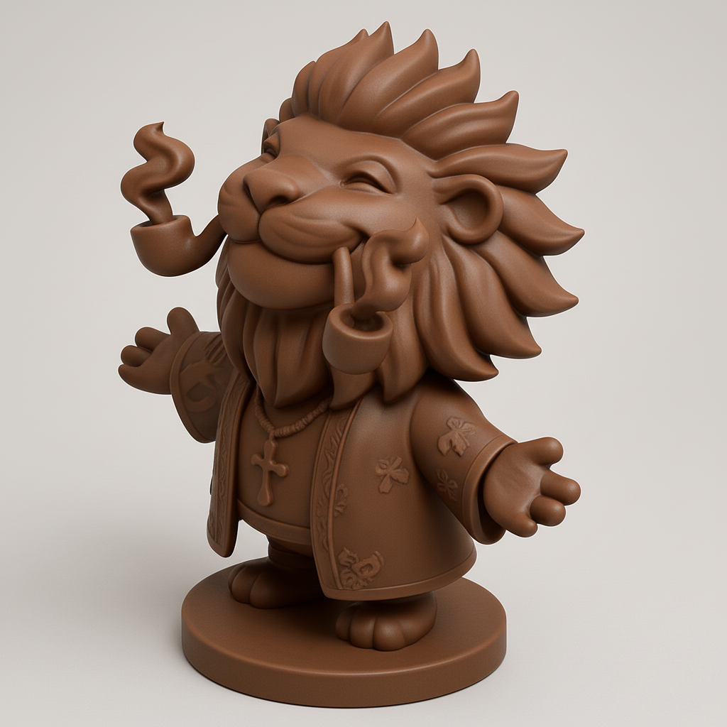 face to 3d model ai-3D portrait printing from photo_Charming Lion Monk with Pipe - Zen Desktop Pal