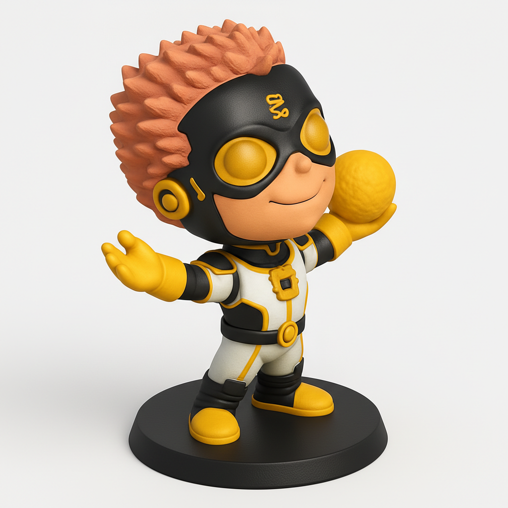 face to 3d model ai-3D portrait printing from photo_Dynamic Chibi Hero Figurine: Wielder of the Power Orb!