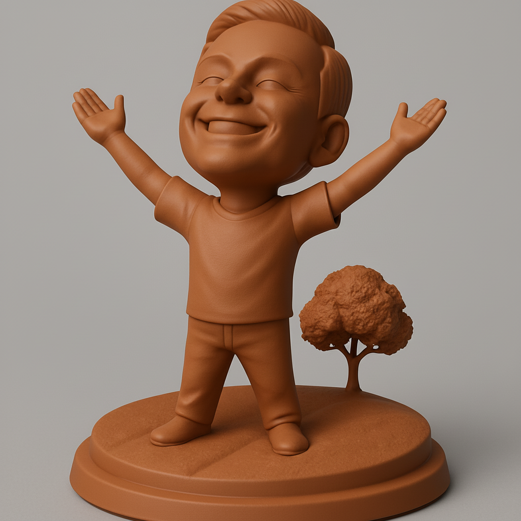 face to 3d model ai-3D portrait printing from photo_"Embrace Joy" Happy Boy Figurine