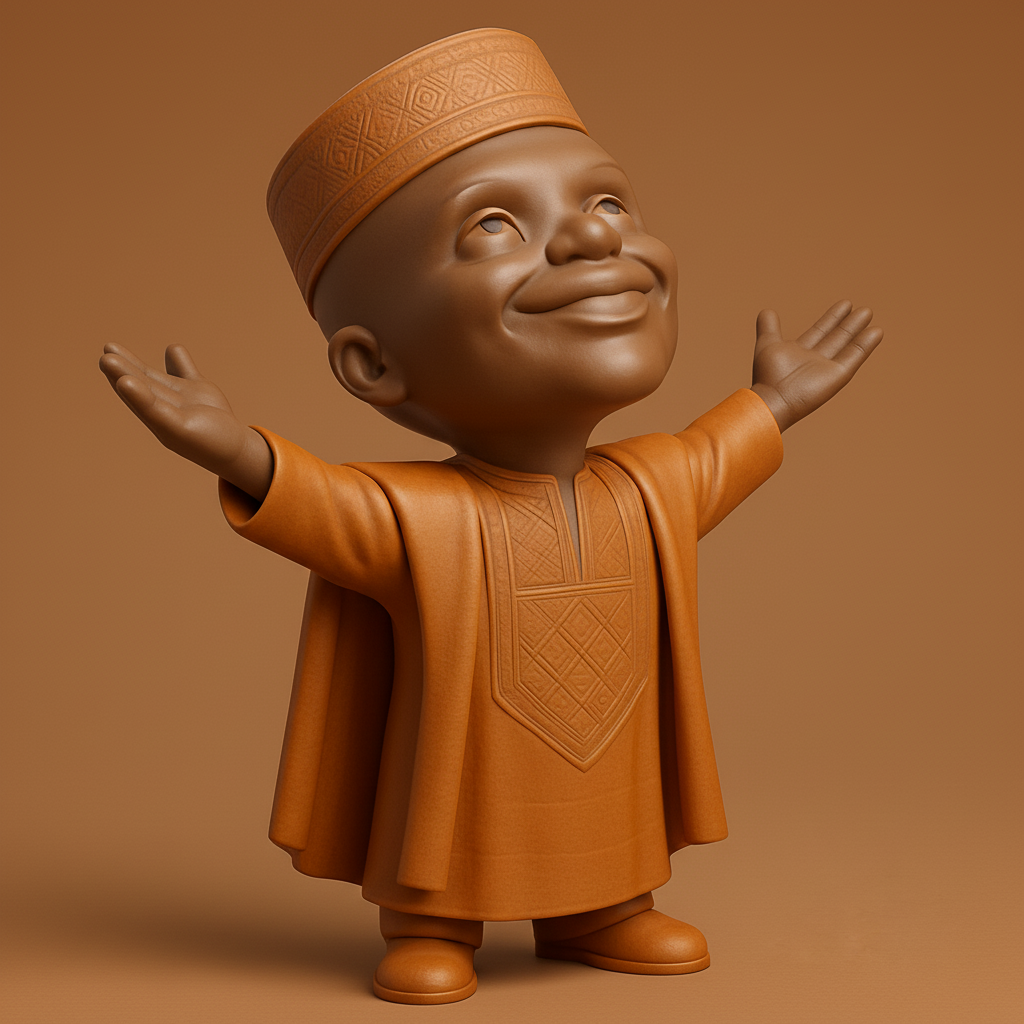 face anatomy 3d model-create 3d face model from photo_Joyful African Child Figurine: Open Arms Spirit