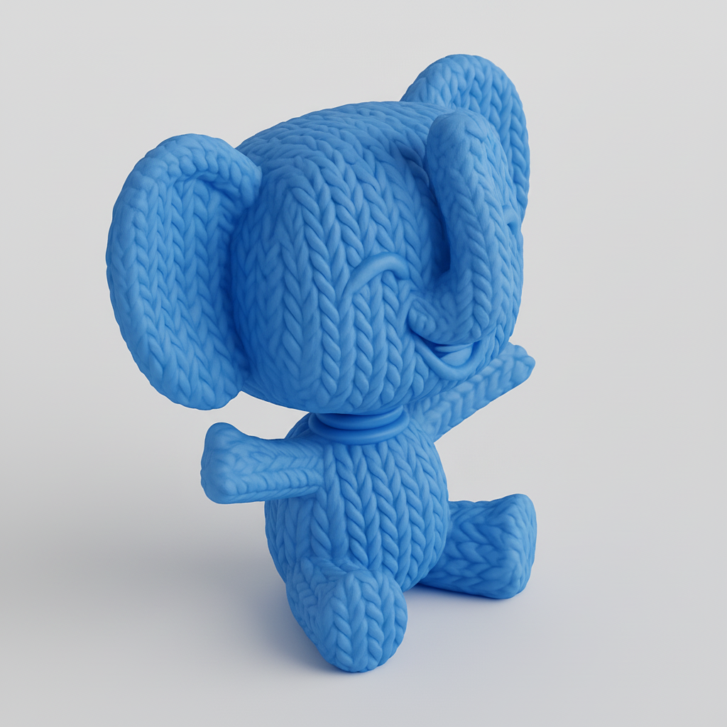 face anatomy 3d model-create 3d face model from photo_Cozy Knit Elephant Bobble: A Smiling Desk Pal!